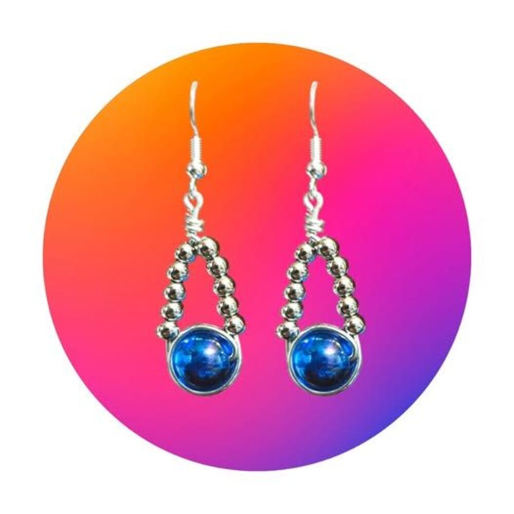 Silver and Blue Dangle Earrings